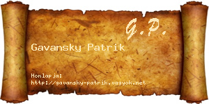 Gavansky Patrik névjegykártya